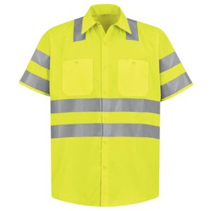 Men's Tall High Visibility Safety Short Sleeve Work Shirt Thumbnail