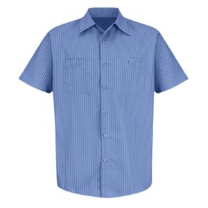 Men's Tall Industrial Stripe Short Sleeve Work Shirt Thumbnail