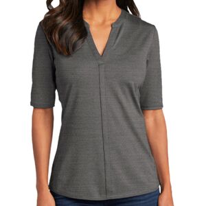 Ladies Stretch Heather Open Neck Top Thumbnail