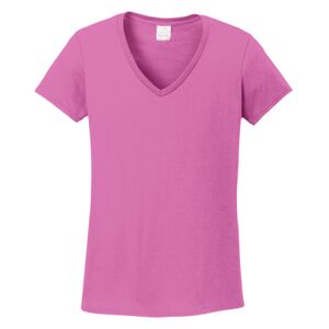 Ladies Heavy Cotton 100% Cotton V Neck T Shirt Thumbnail