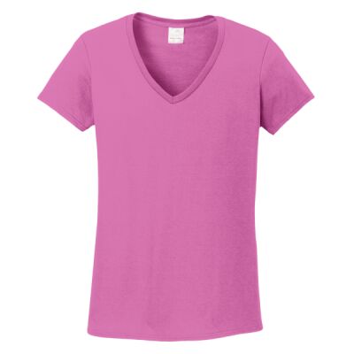 Ladies Heavy Cotton 100% Cotton V Neck T Shirt Thumbnail